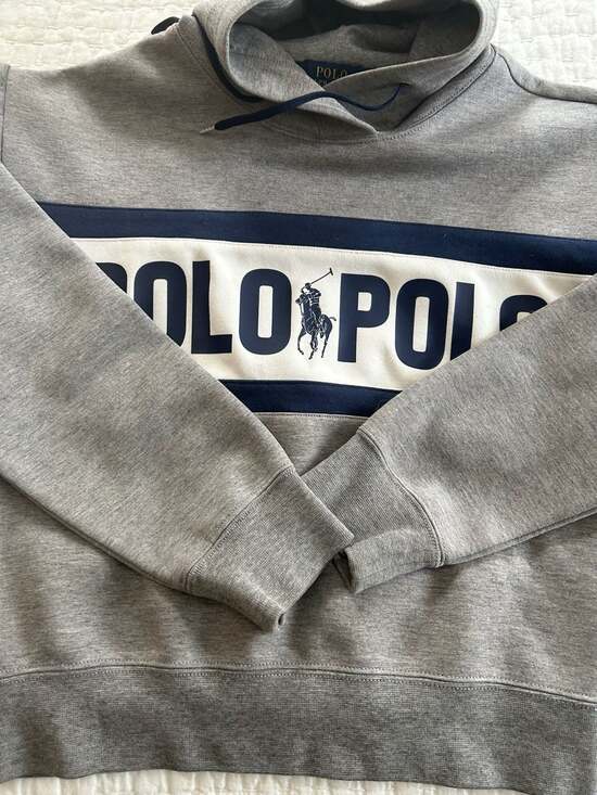 Polo Ralph Lauren Women's Double Knit Spellout Logo Cropped Hoodie Size SP - Picture 10 of 12